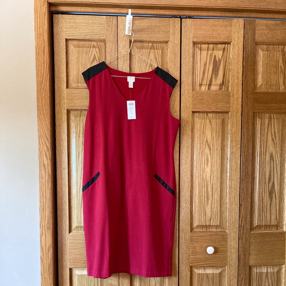 NWT - Chico’s red and black ponte dress, size 2.